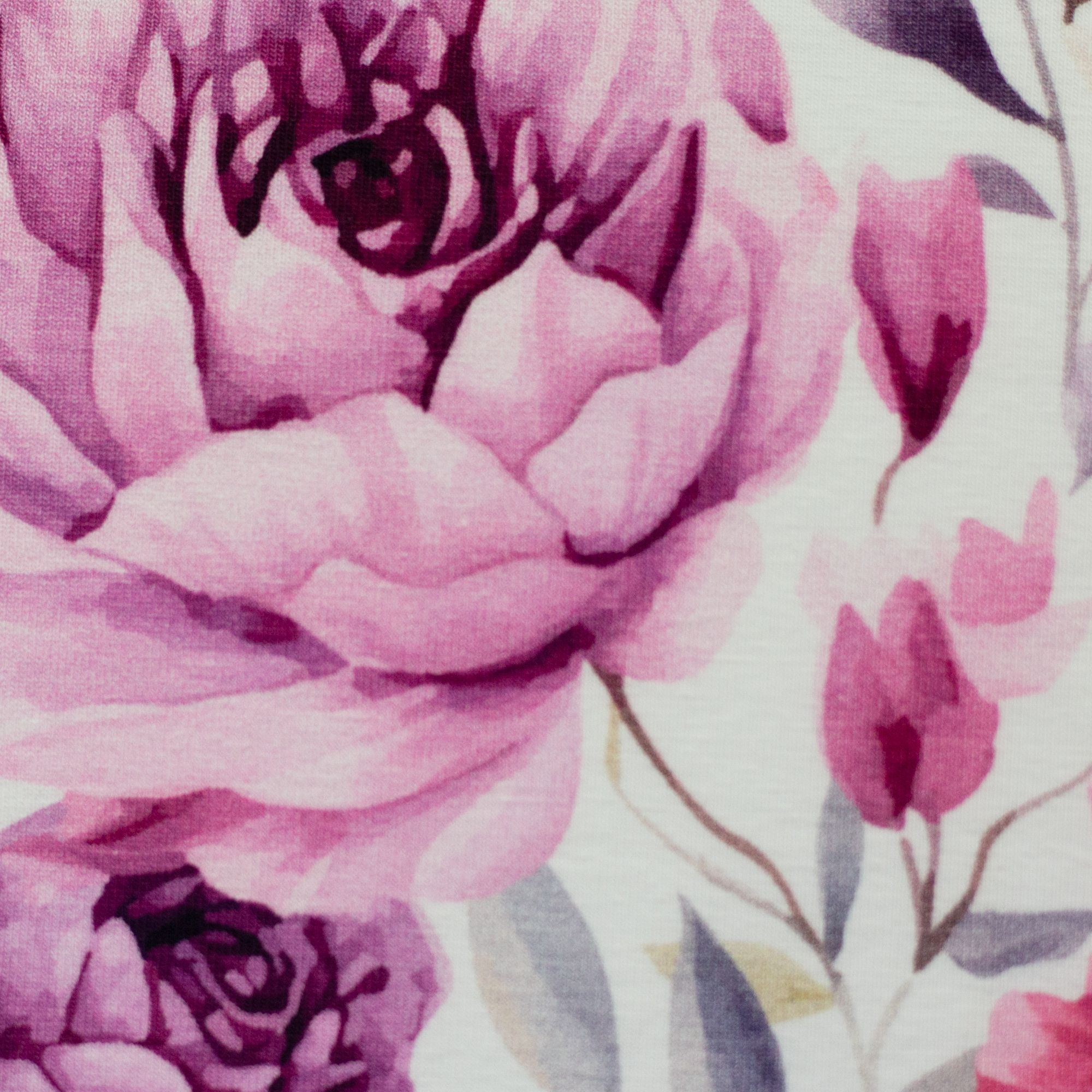 BOMULDSJERSEY - STORE FLOTTE BLOMSTER, LAVENDEL FARVET - Billede 3