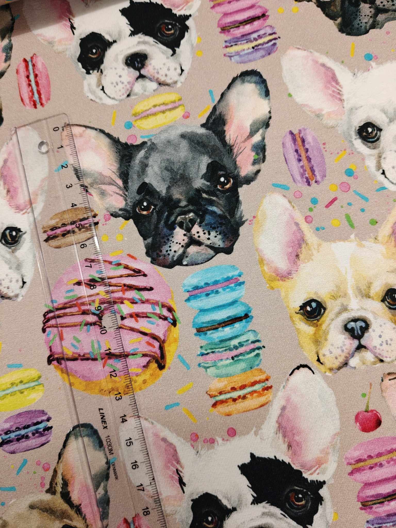 FRENCH TERRY - BULLDOGS & COOKIES - Billede 3