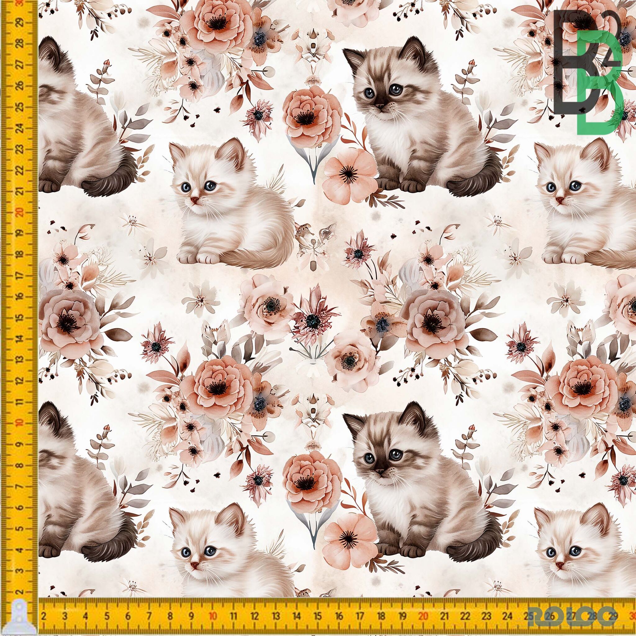 BOMULDSJERSEY - FLORAL KITTEN - Billede 2