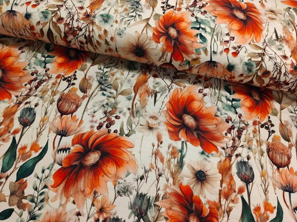 BOMULDSJERSEY - RUSTY FLOWERS