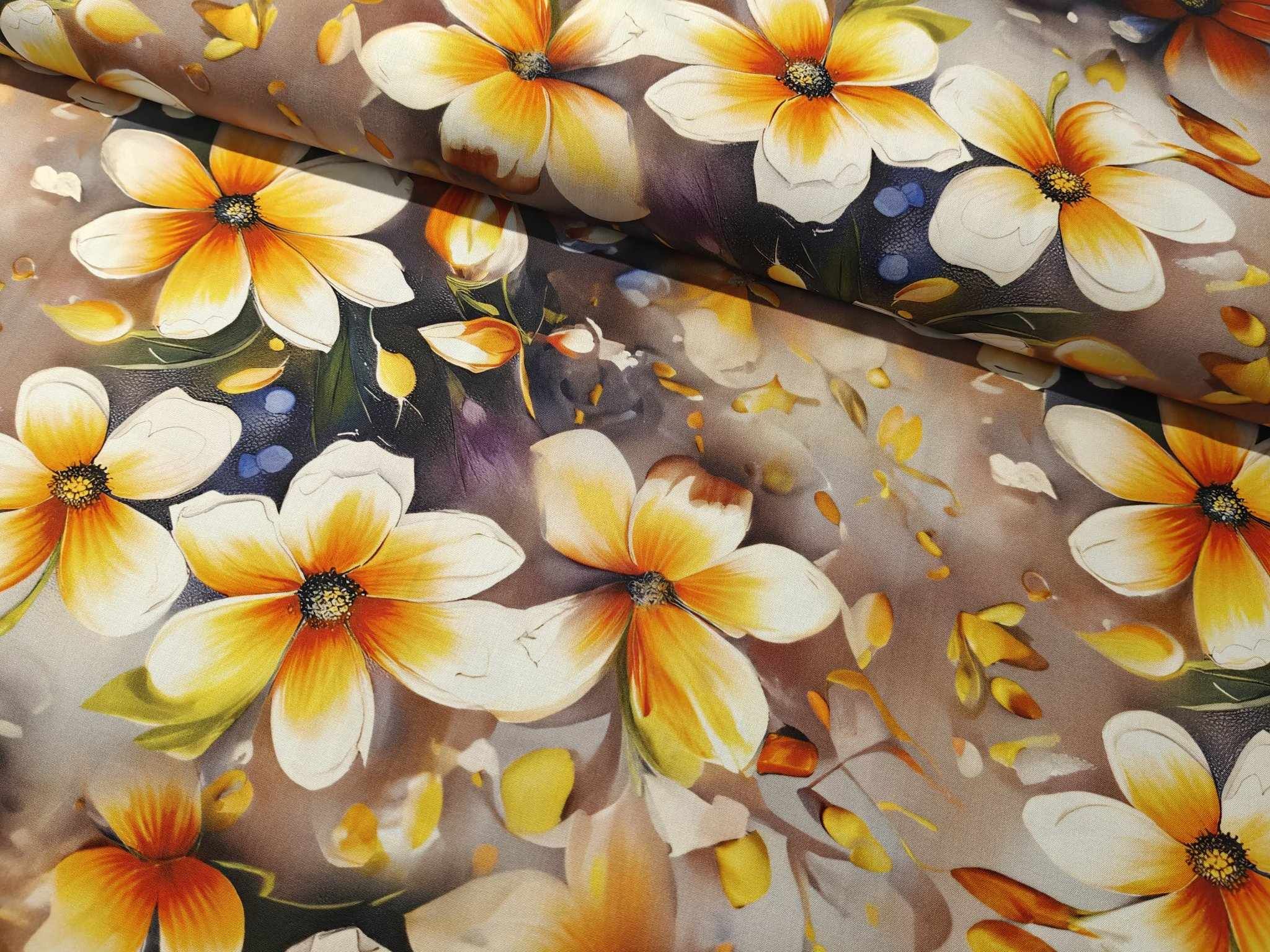 VISKOSE - BLOMSTER ORANGE
