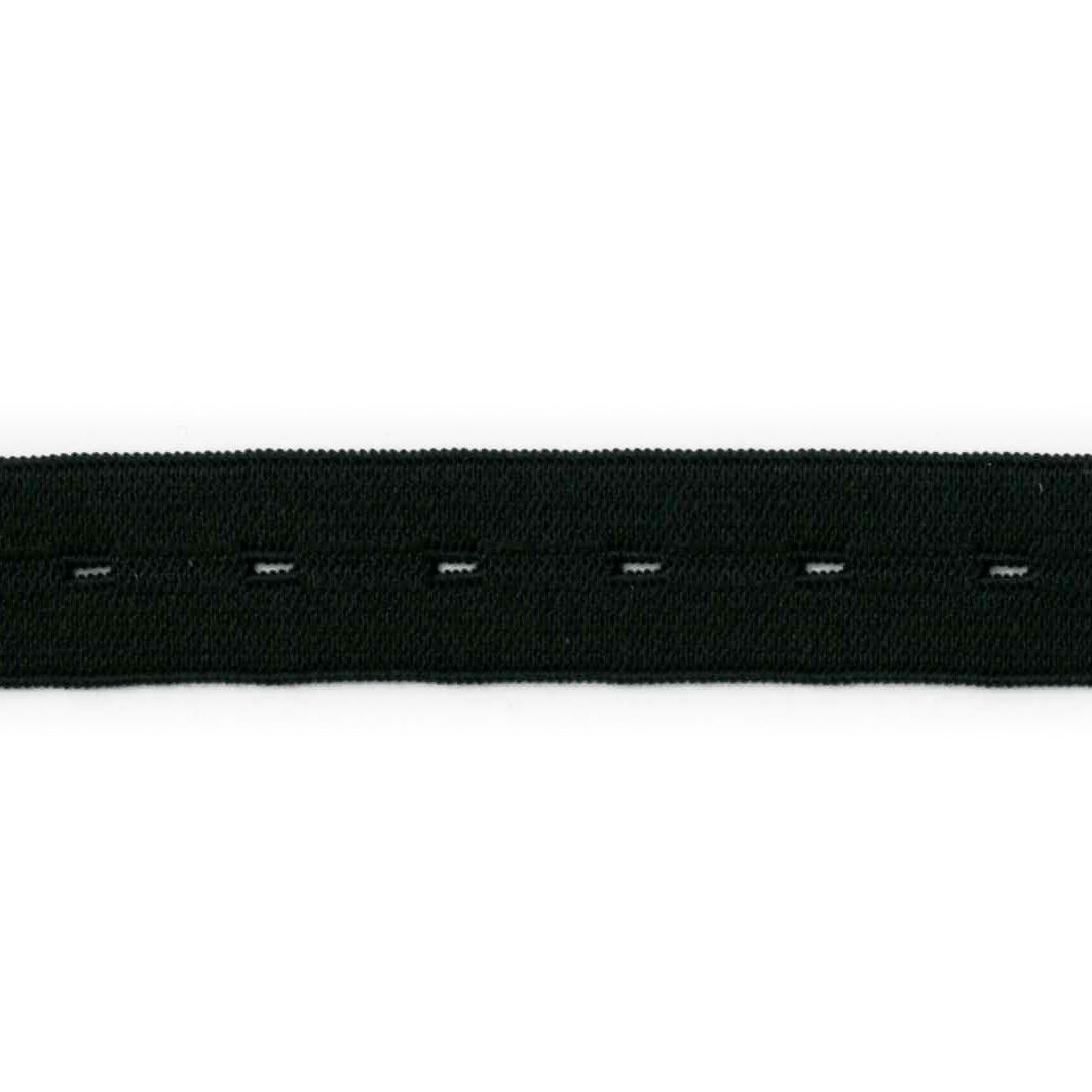 KNAPHULSELASTIK 20 MM - SORT - 3METER