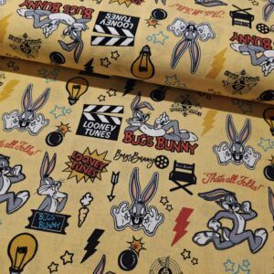BOMULD -  POPLIN - BUGS BUNNY, GUL