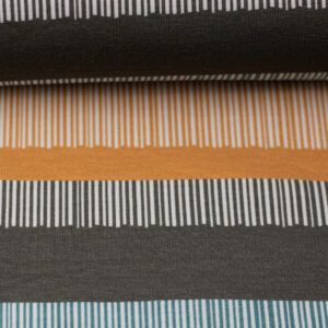 BOMULDSJERSEY - COZY FOXY, GRÅ/SMARAGD STRIB