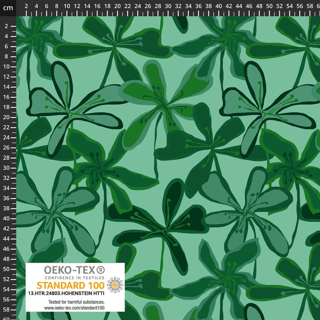 BOMULDSJERSEY - FLOWER GREEN ABSTRAKT
