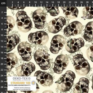 BOMULDSJERSEY - SKULL FLOWER, LIGHT