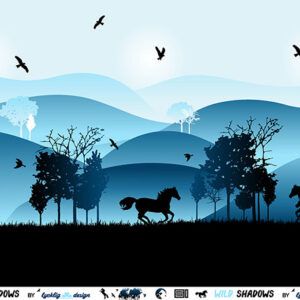 FRENCH TERRY - WILD SHADOWS, HEST BLÅ 95 * 150