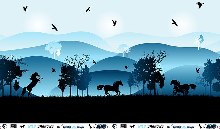FRENCH TERRY - WILD SHADOWS, HEST BLÅ 95 * 150