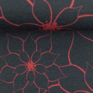 FRENCH TERRY - GRACEFUL BLOOM, RØD