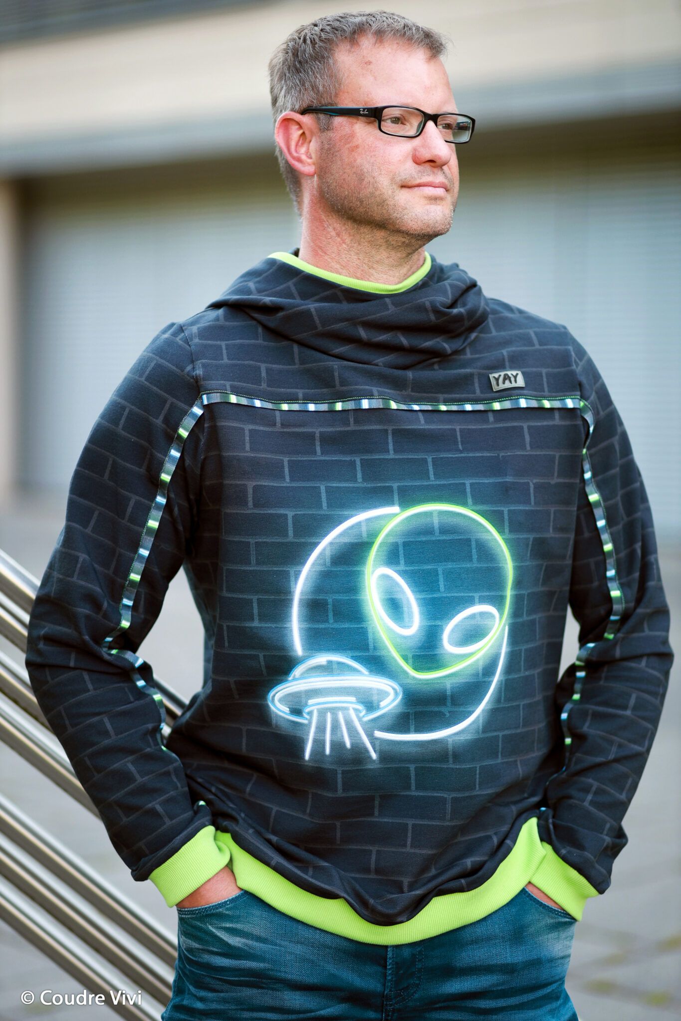 FRENCH TERRY - PANEL - GLOW ALIEN - Billede 3