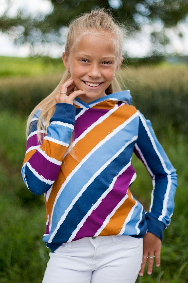 FRENCH TERRY - DIAGONALLY, FUCHSIA/ORANGE - Billede 2