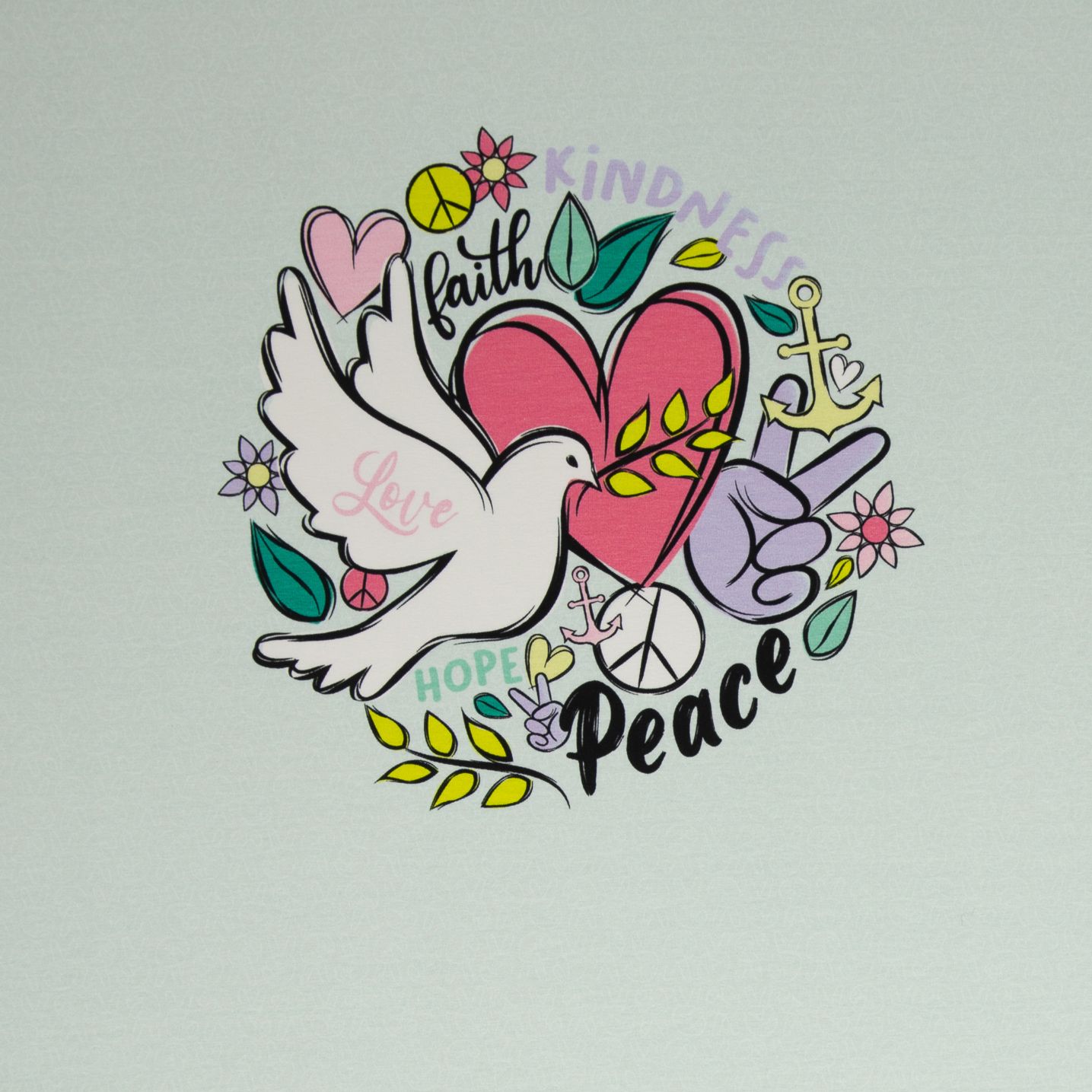 BOMULDSJERSEY - PANEL - HAPPY LOVE AND PEACE *70 x 155*
