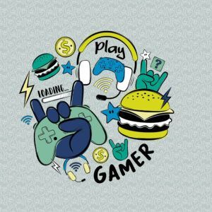 BOMULDSJERSEY - PANEL - HAPPY GAMER *70 x 155*