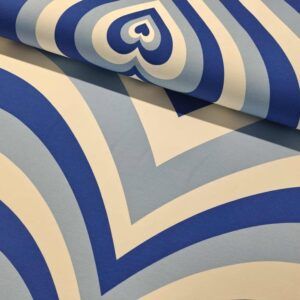 FRENCH TERRY - HEARTBEAT, BLÅ - 75CM PANEL