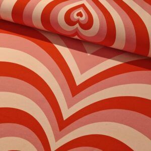 FRENCH TERRY - HEARTBEAT, PINK - 75CM PANEL