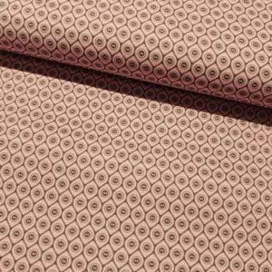 BOMULD - POPLIN - KNAPPER, LYSERØD/GRÅ