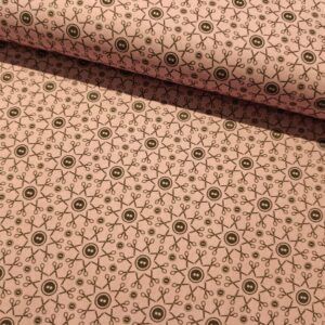 BOMULD - POPLIN - SAKSE, LYSERØD/GRÅ