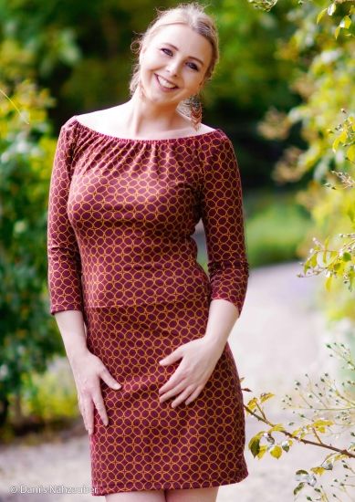 BOMULDSJERSEY - ORIENTAL FLAIR - BORDEAUX/GULDENGUL - Billede 2