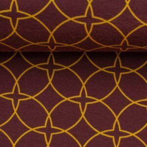 BOMULDSJERSEY - ORIENTAL FLAIR - BORDEAUX/GULDENGUL