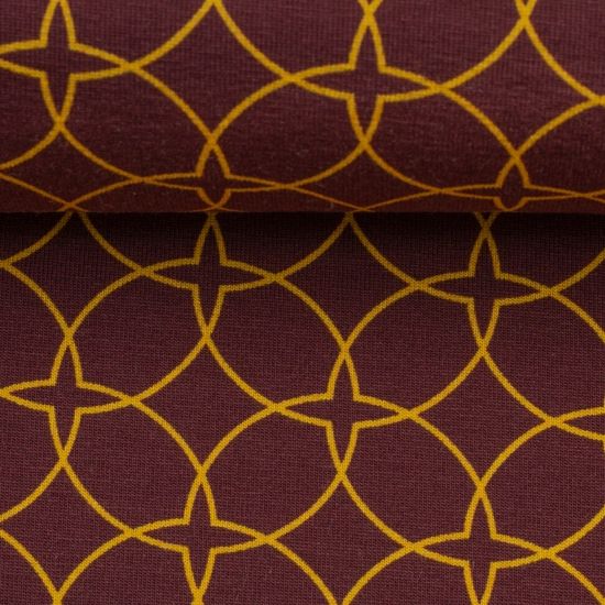 BOMULDSJERSEY - ORIENTAL FLAIR - BORDEAUX/GULDENGUL