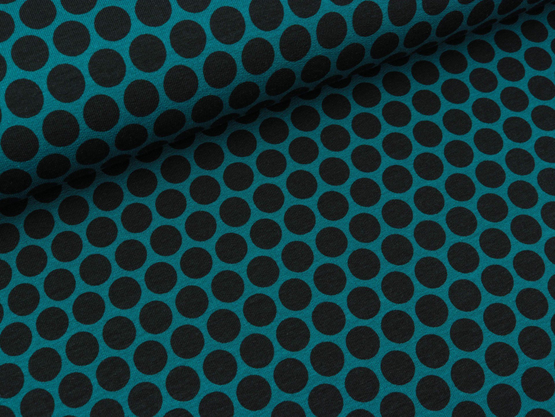 FRENCH TERRY - LOTS OF DOTS, PETROL
