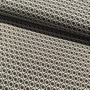 BOMULD -  POPLIN - KNAPPER, SORT/GRÅ