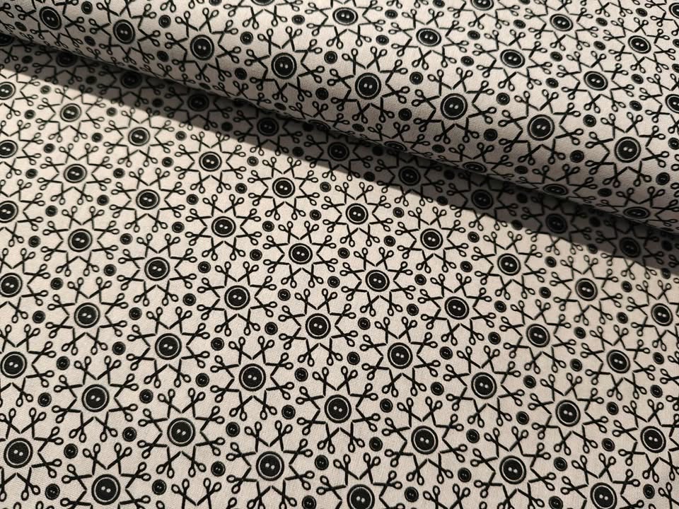 BOMULD - POPLIN - SAKSE, SORT/GRÅ