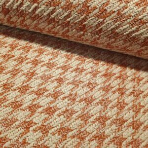 VÆVET ULD - ORANGERØD/RÅHVID