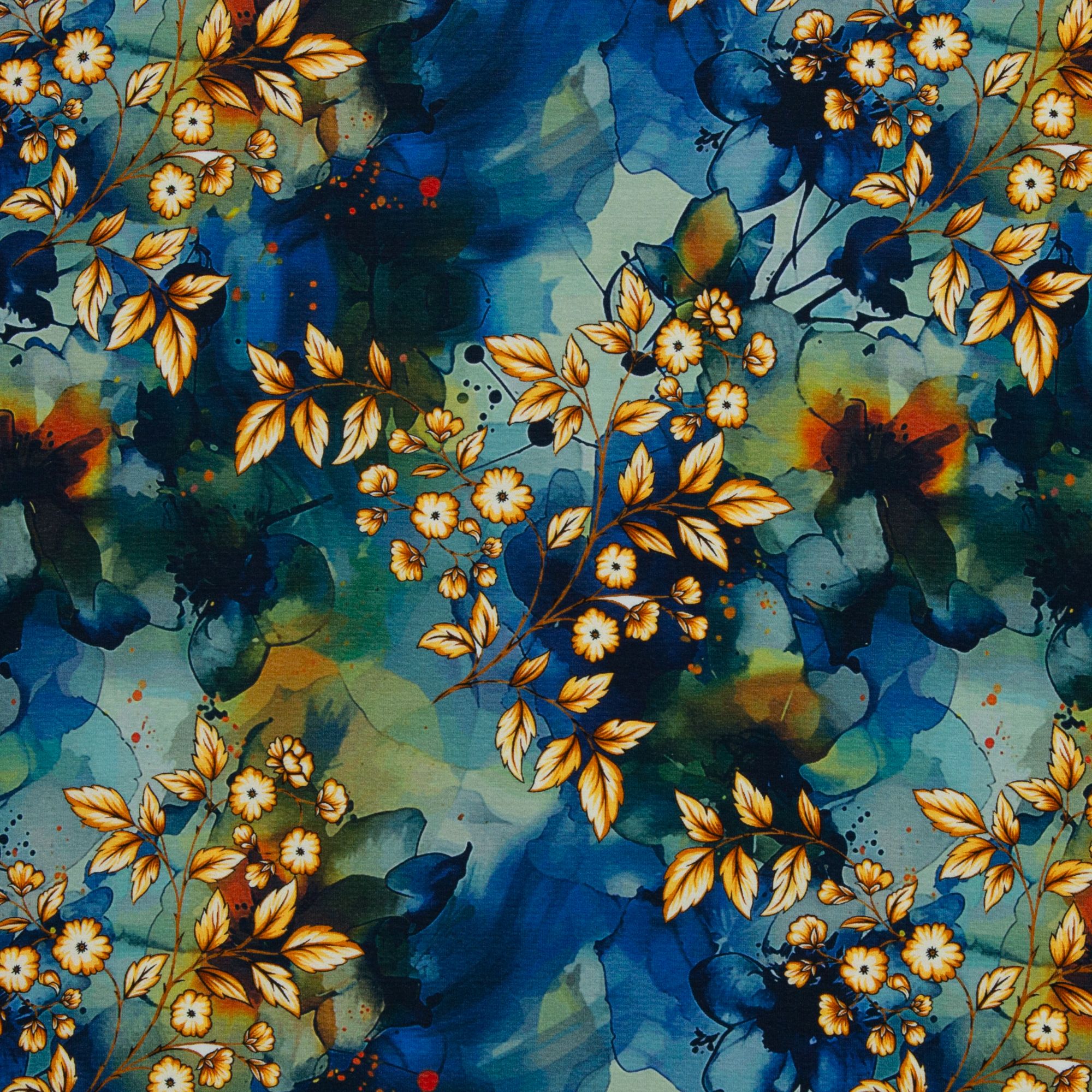 BOMULDSJERSEY M. MODAL - GOLDEN FLOWERS - Billede 2