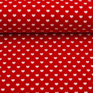 BOMULD - RØD MED HVIDE HJERTER