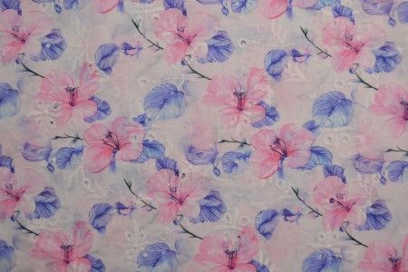 BRODERI ANGLAISE - FLOWER PURPLE & PINK - Billede 2