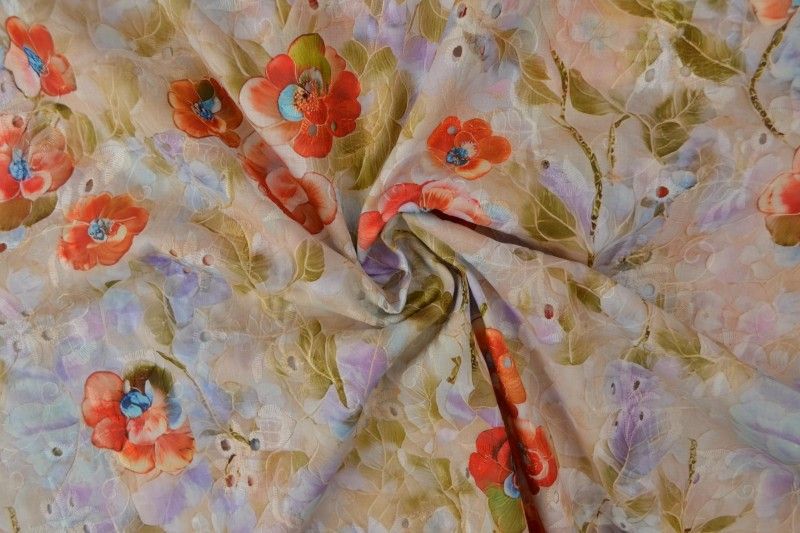 BRODERI ANGLAISE - FLOWER GOLDEN RED - REST 1,95 M