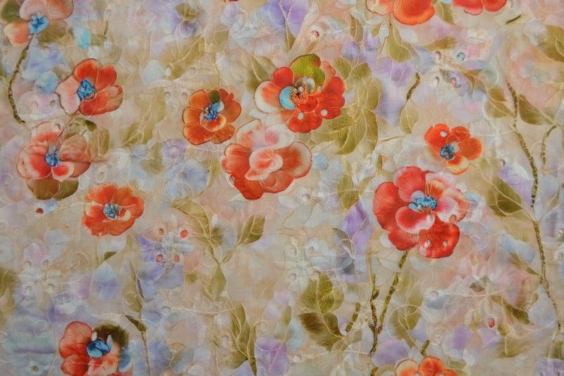 BRODERI ANGLAISE - FLOWER GOLDEN RED - REST 1,95 M - Billede 2