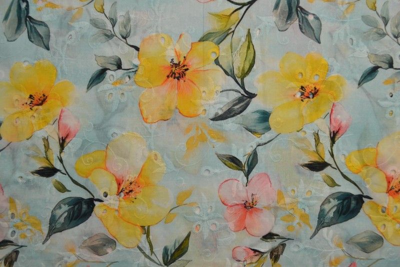 BRODERI ANGLAISE - FLOWER BIG YELLOW - REST 0,80 M - Billede 2