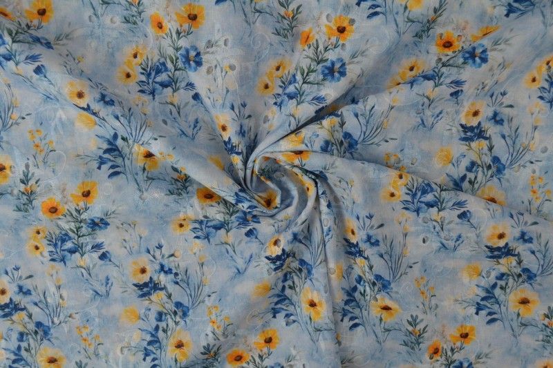 BRODERI ANGLAISE - FLOWER BLUE - REST 1,50 M