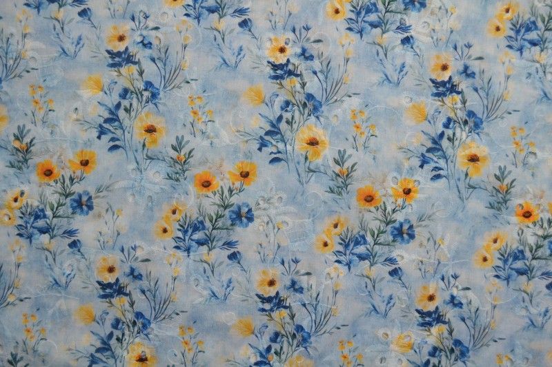 BRODERI ANGLAISE - FLOWER BLUE - REST 1,50 M - Billede 2
