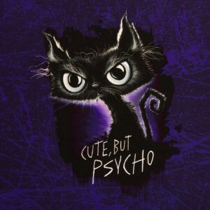 FRENCH TERRY - CUTE, BUT PSYCHO - PANEL CA. 90 x 150 CM