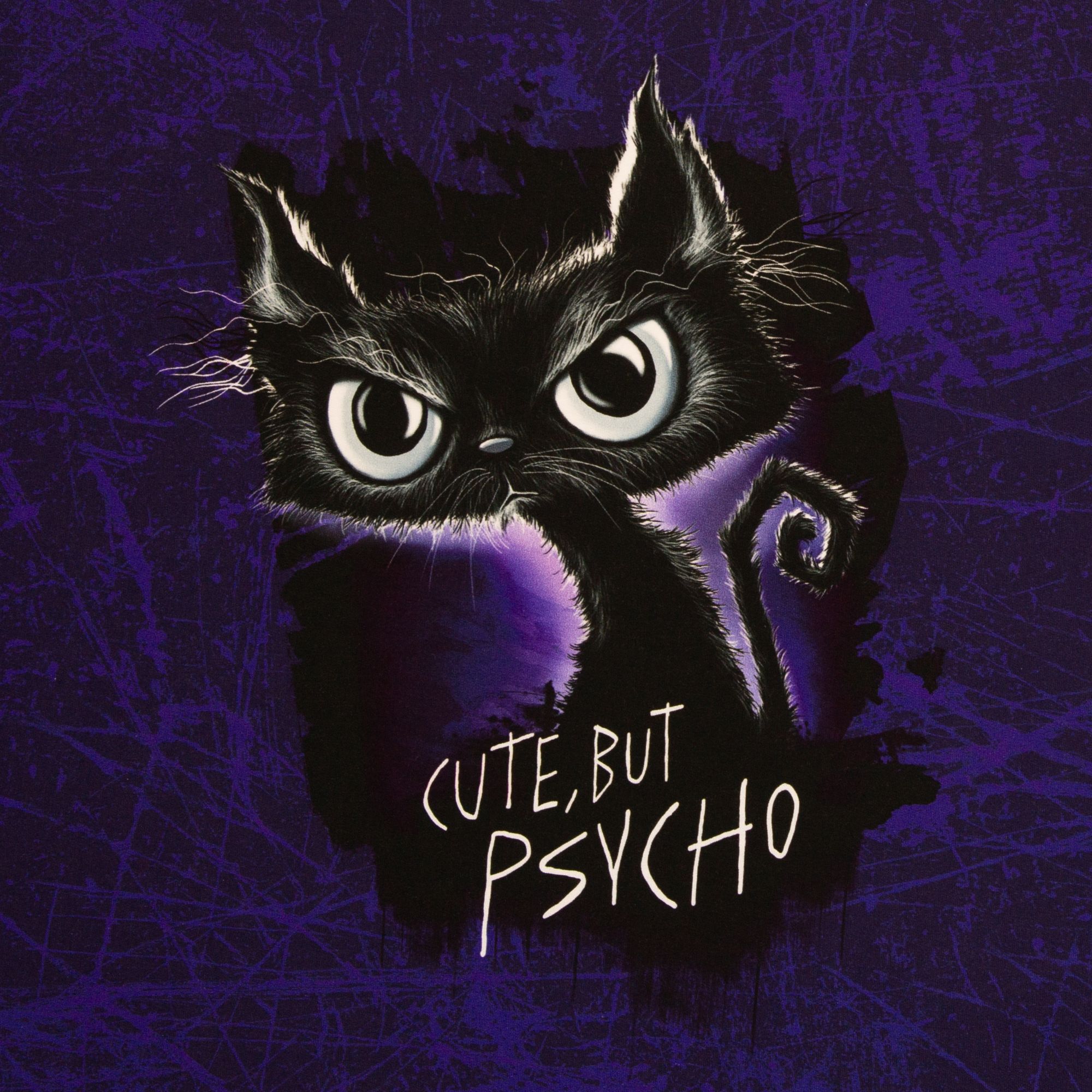 FRENCH TERRY - CUTE, BUT PSYCHO - PANEL CA. 90 x 150 CM